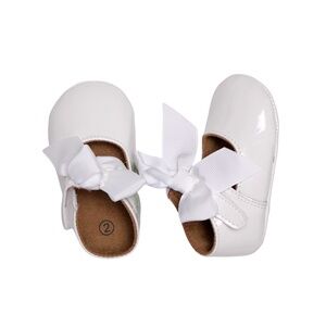 NWT Baby Girls Valen Sina White Patent Mary Jane Bow Flats Size 2